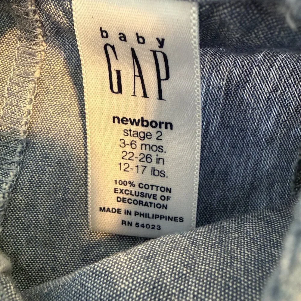 BABY GAP Blue Chambray Denim 2-Pc Outfit Dress Newborn 3-6 Mos